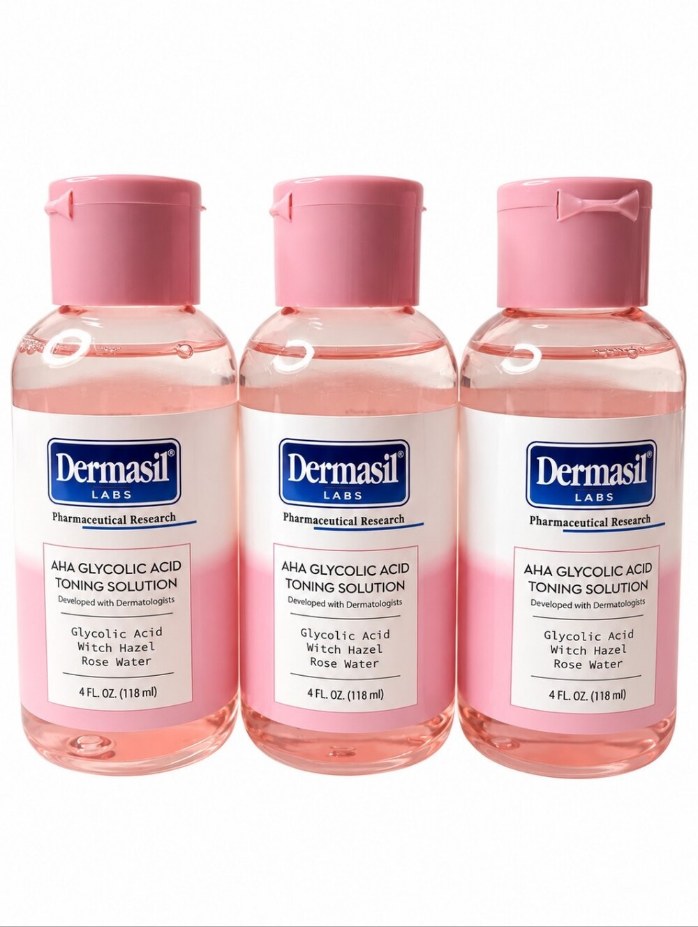 Dermasil Labs AHA Glycolic Acid Toning Solution - Gentle Exfoliating Toner 3x